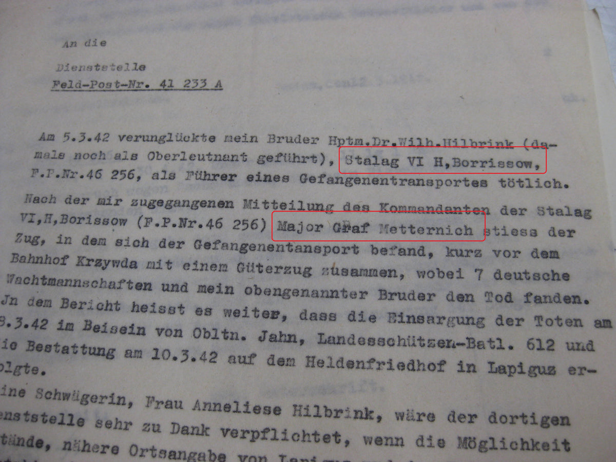 Nachlass Dokumente Hauptmann aus Dortmund Wehrmacht im Stammlager Stalag 382