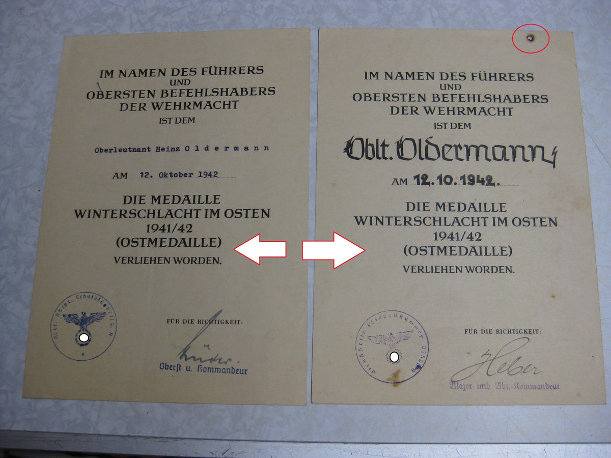 Besitzzeugnis Verleihungsurkunde Eisernes Kreuz Verwundetenabzeichen Infanterie Sturmabzeichen 2x (!!) Ostmedaille etc etc  Wehrmacht