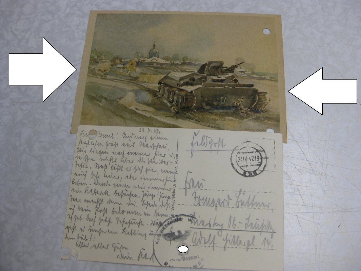 Verleihungsurkunden Panzertruppe gefallen in Charkow Panzerkampfwagenabzeichen in Silber