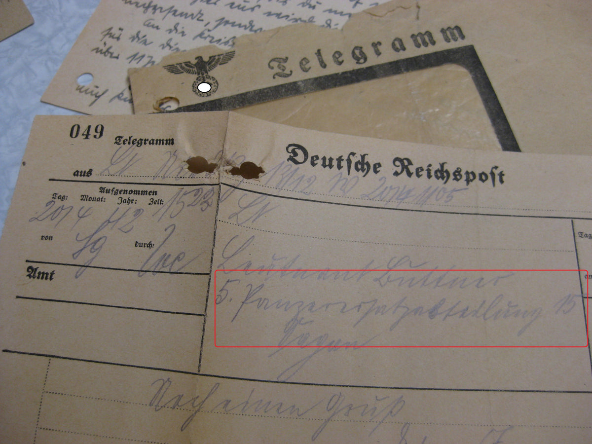 Verleihungsurkunden Panzertruppe gefallen in Charkow Panzerkampfwagenabzeichen in Silber