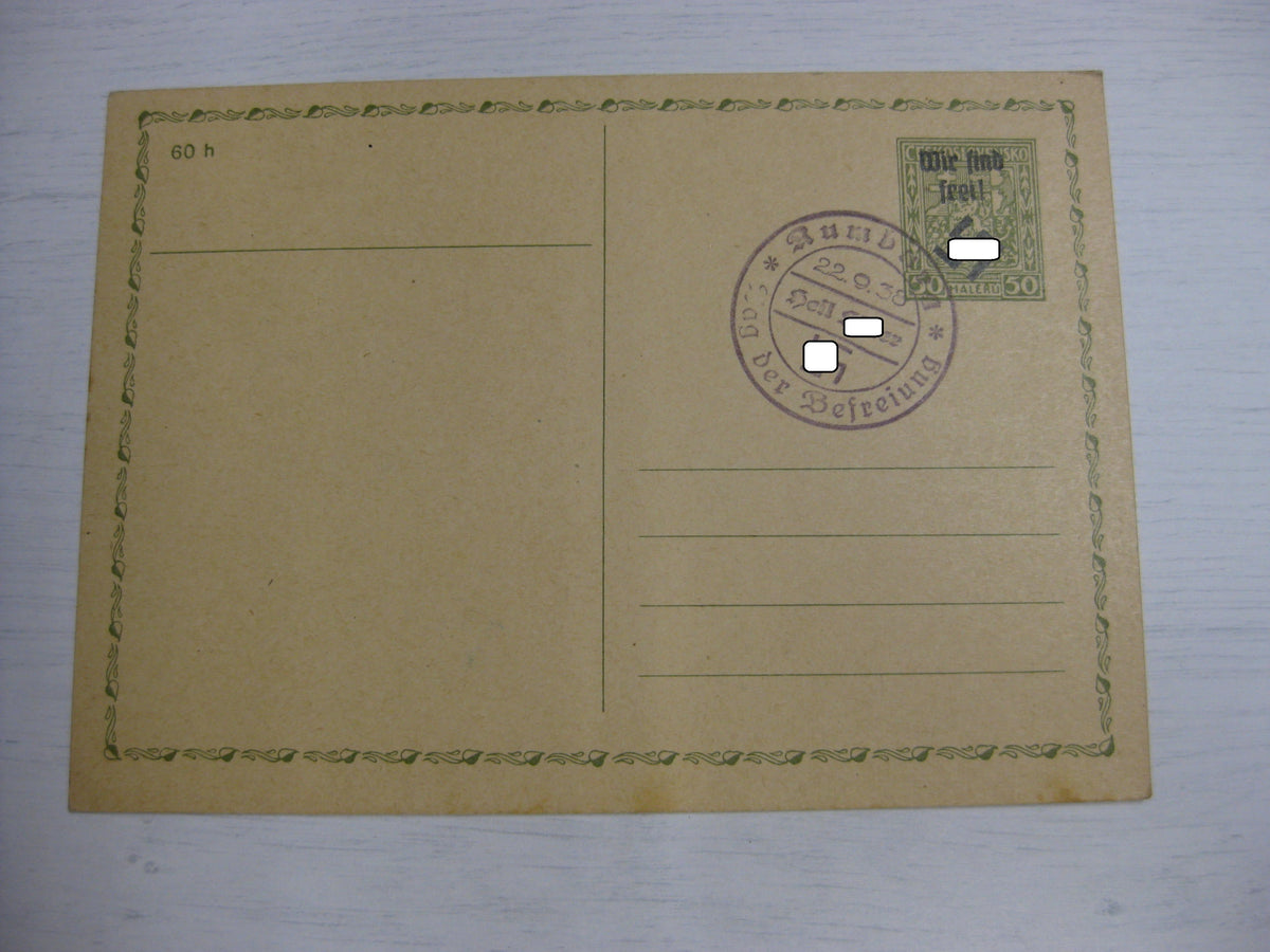 Patriotische Postkarte 3.Reich Ceskoslovensko 1938 Besatzungsmacht Protektorat