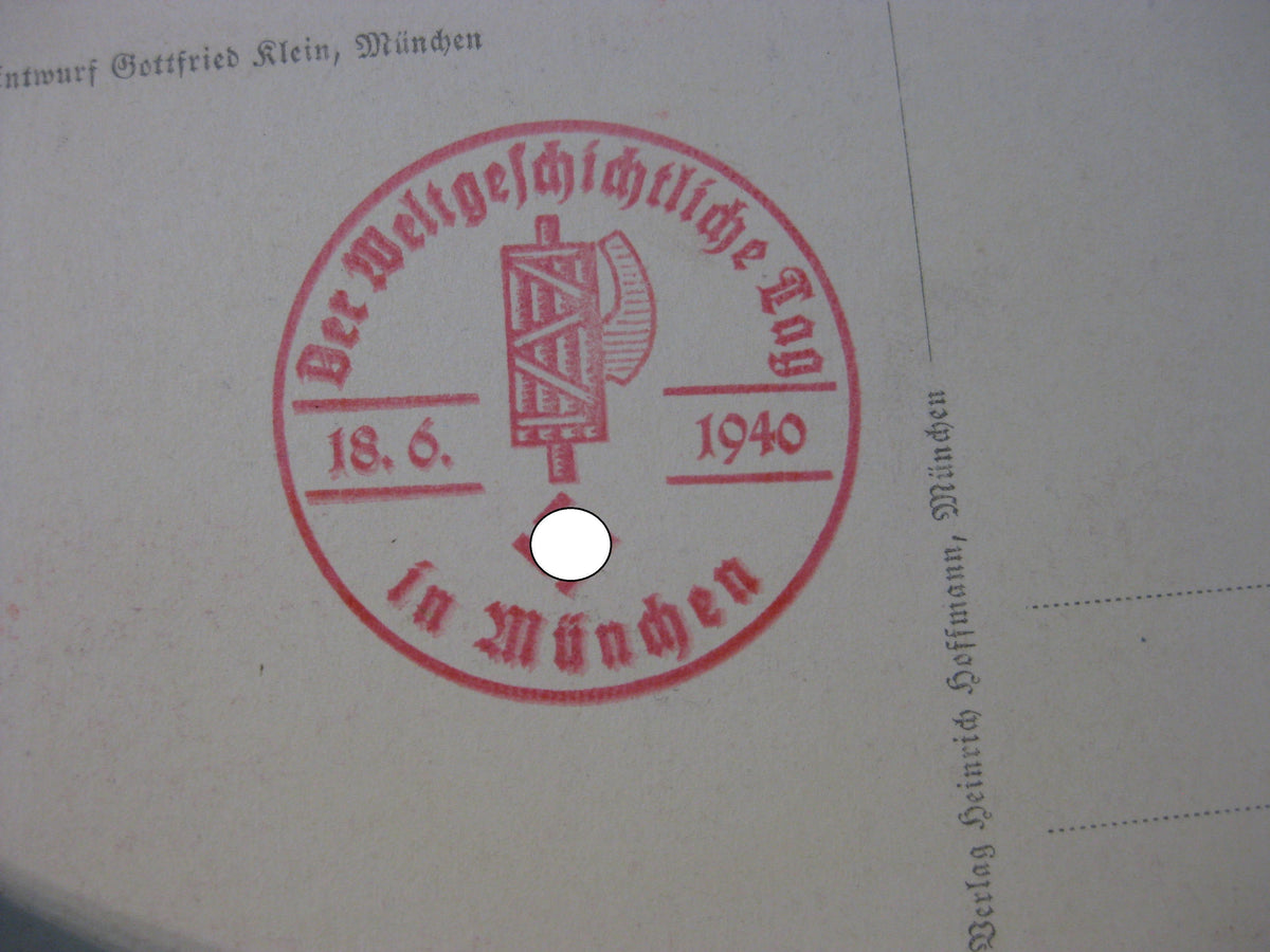 Patriotische Postkarte 3.Reich MÜNCHEN Treffen Benito Mussolini und Adolf Hitler