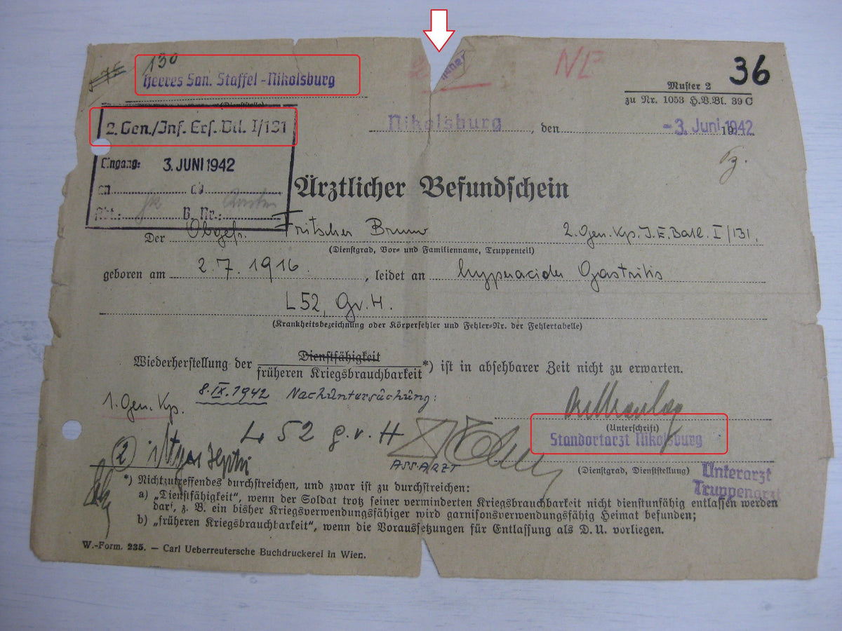 Besitzzeugnis Verleihungsurkunde Wehrmacht Russland Ostfront