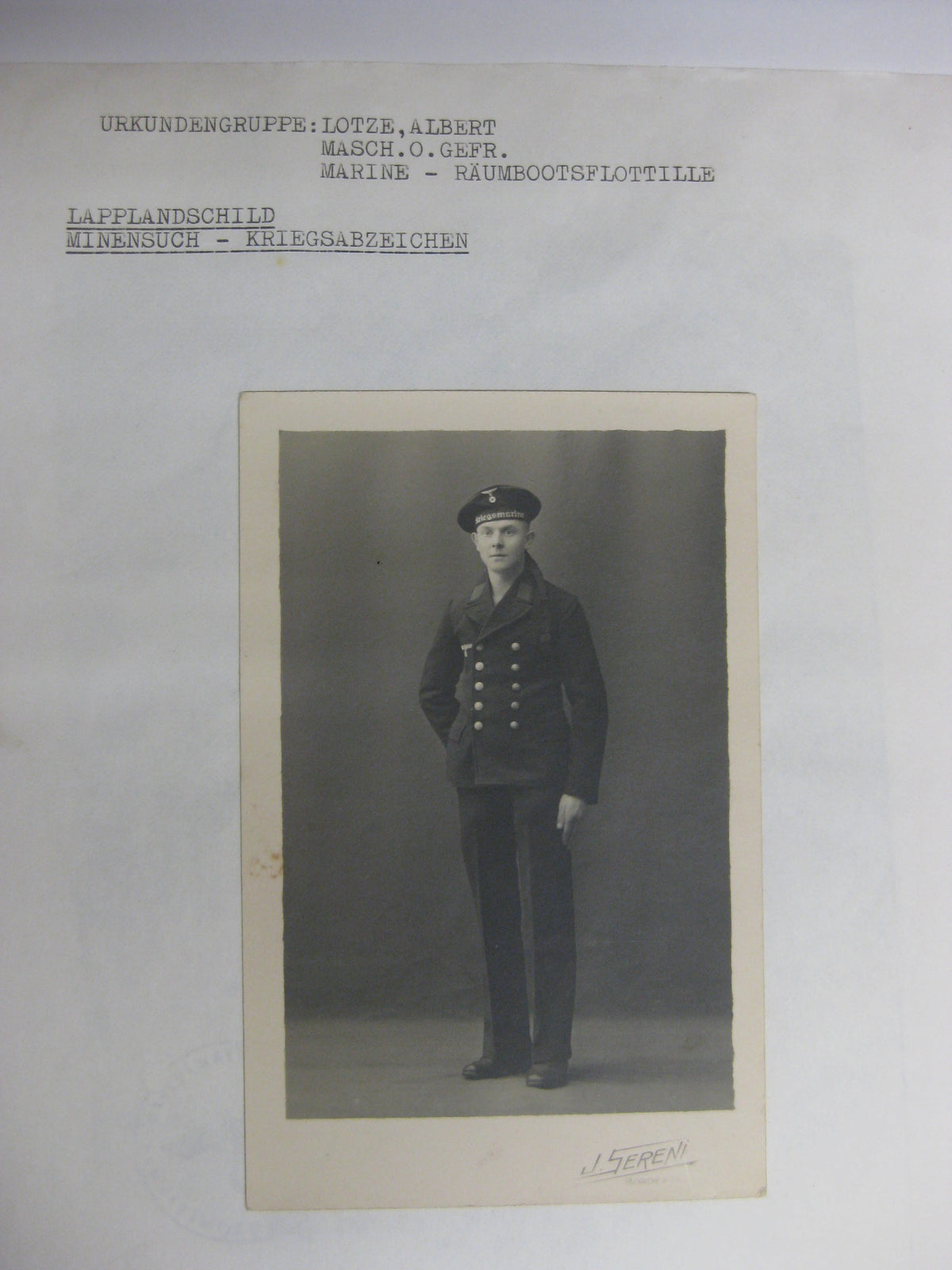 Kopie von Verleihungsurkunde Kriegsmarine Lapplandschild Minensucherkriegsabzeichen Norwegen