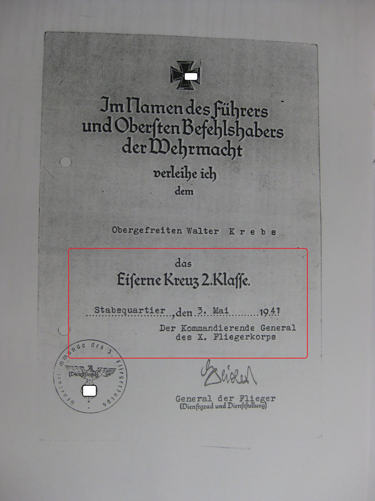 Fotokopie Träger deutsches Kreuz in Gold Frontflugspange Gold Silber Bronze etc etc Luftwaffe