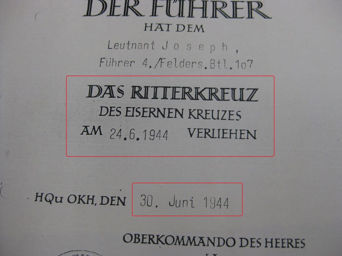 Fotokopie Träger Ritterkreuz des Eisernen Kreuzes