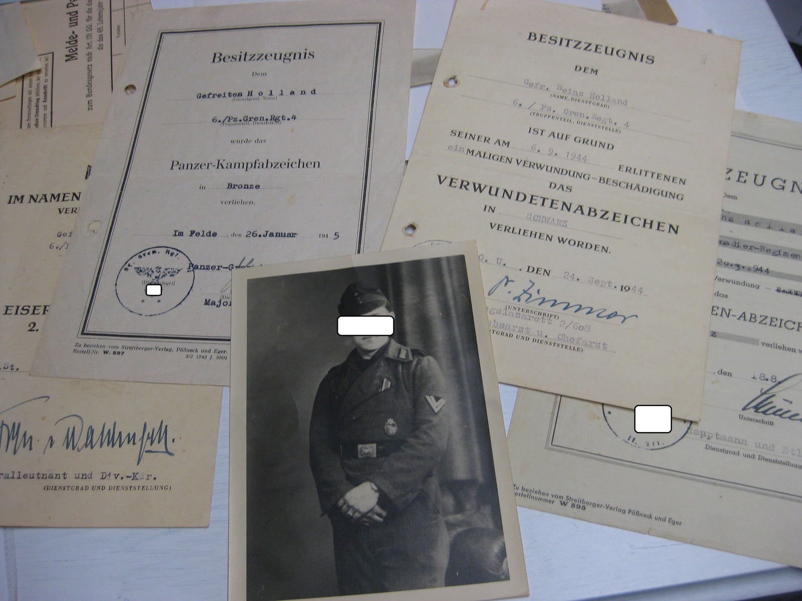 Besitzzeugnis Verleihungsurkunde Eisernes Kreuz Panzerkampfabzeichen Wehrmacht