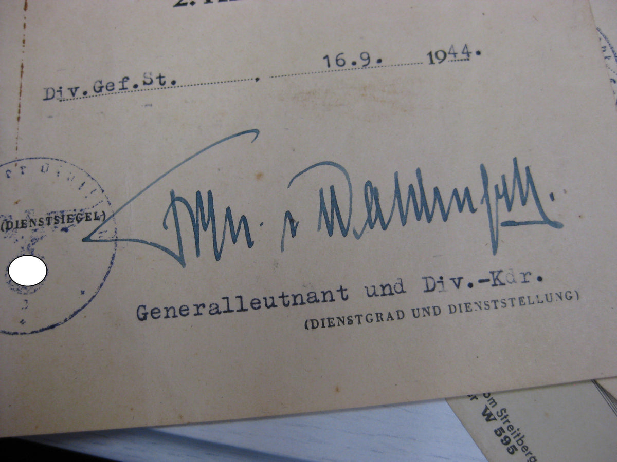 Besitzzeugnis Verleihungsurkunde Eisernes Kreuz Panzerkampfabzeichen Wehrmacht