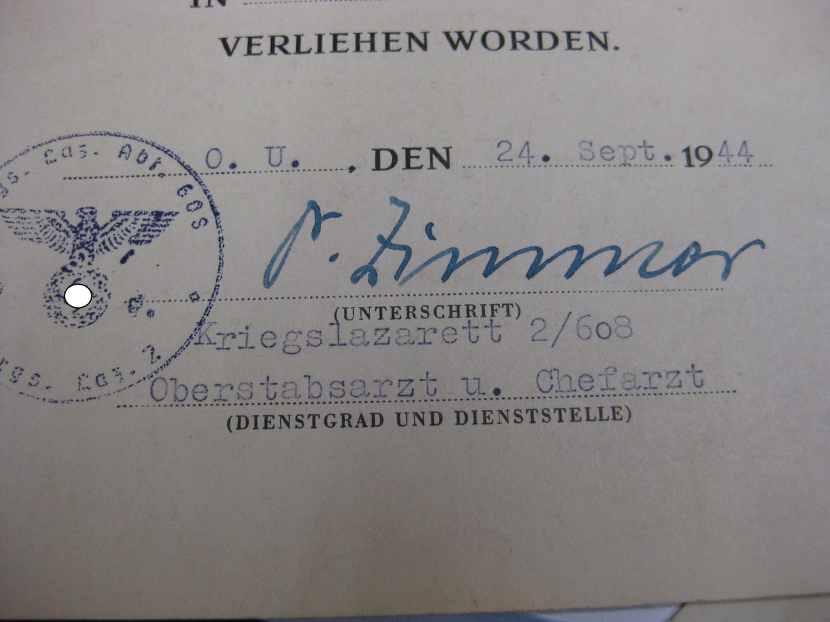 Besitzzeugnis Verleihungsurkunde Eisernes Kreuz Panzerkampfabzeichen Wehrmacht