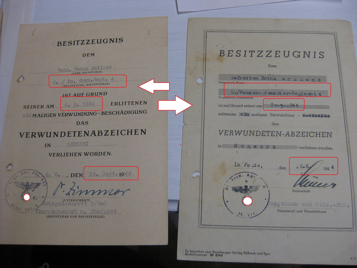 Besitzzeugnis Verleihungsurkunde Eisernes Kreuz Panzerkampfabzeichen Wehrmacht