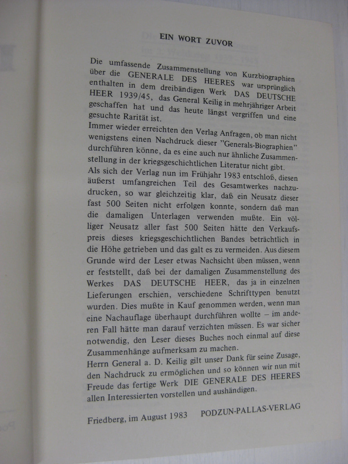Buch Die Generale des Heeres und die Sanitätsoffiziere im Generalsrang in der Wehrmacht