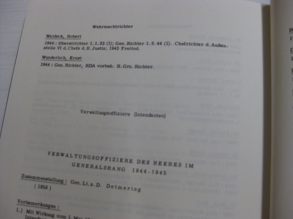 Buch Die Generale des Heeres und die Sanitätsoffiziere im Generalsrang in der Wehrmacht