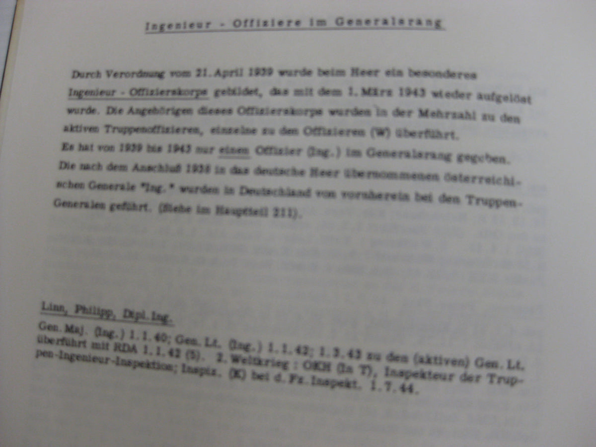 Buch Die Generale des Heeres und die Sanitätsoffiziere im Generalsrang in der Wehrmacht