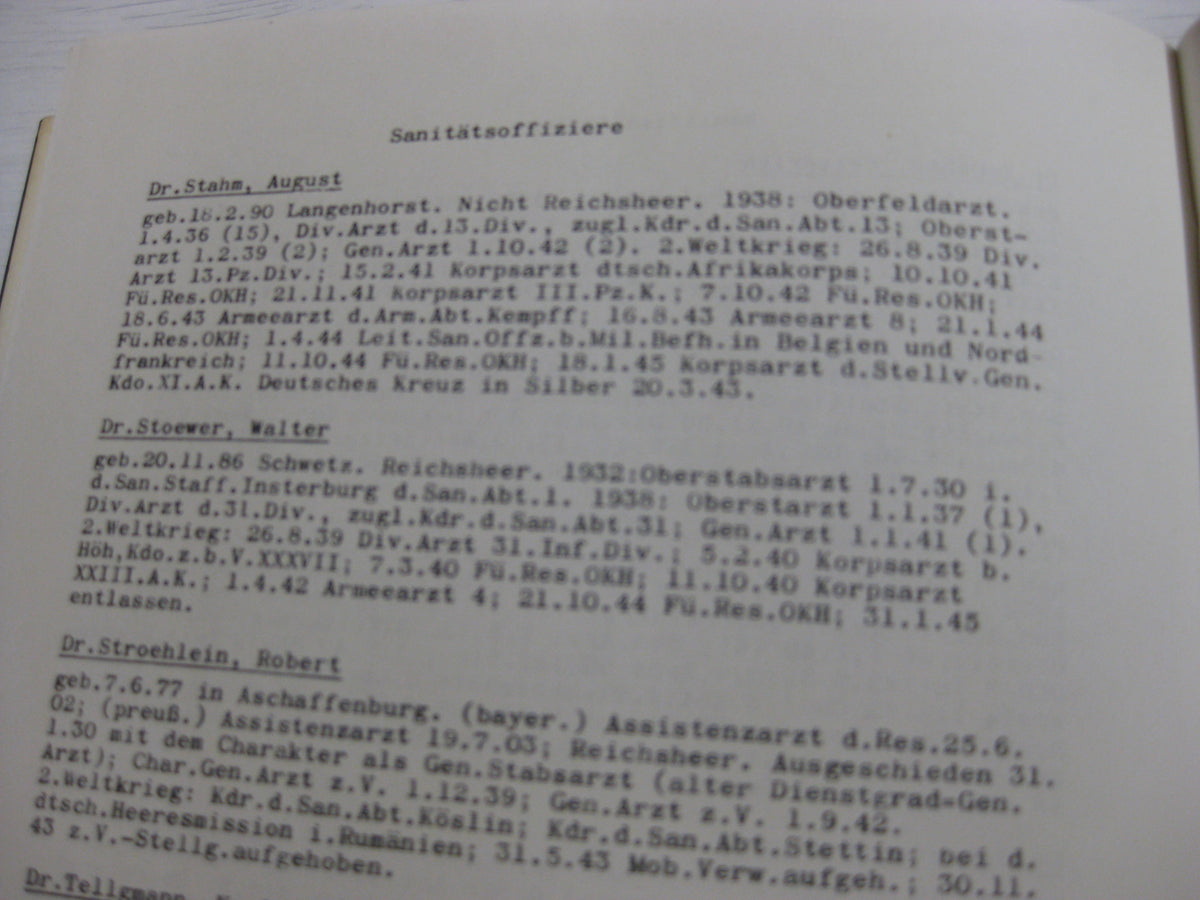 Buch Die Generale des Heeres und die Sanitätsoffiziere im Generalsrang in der Wehrmacht