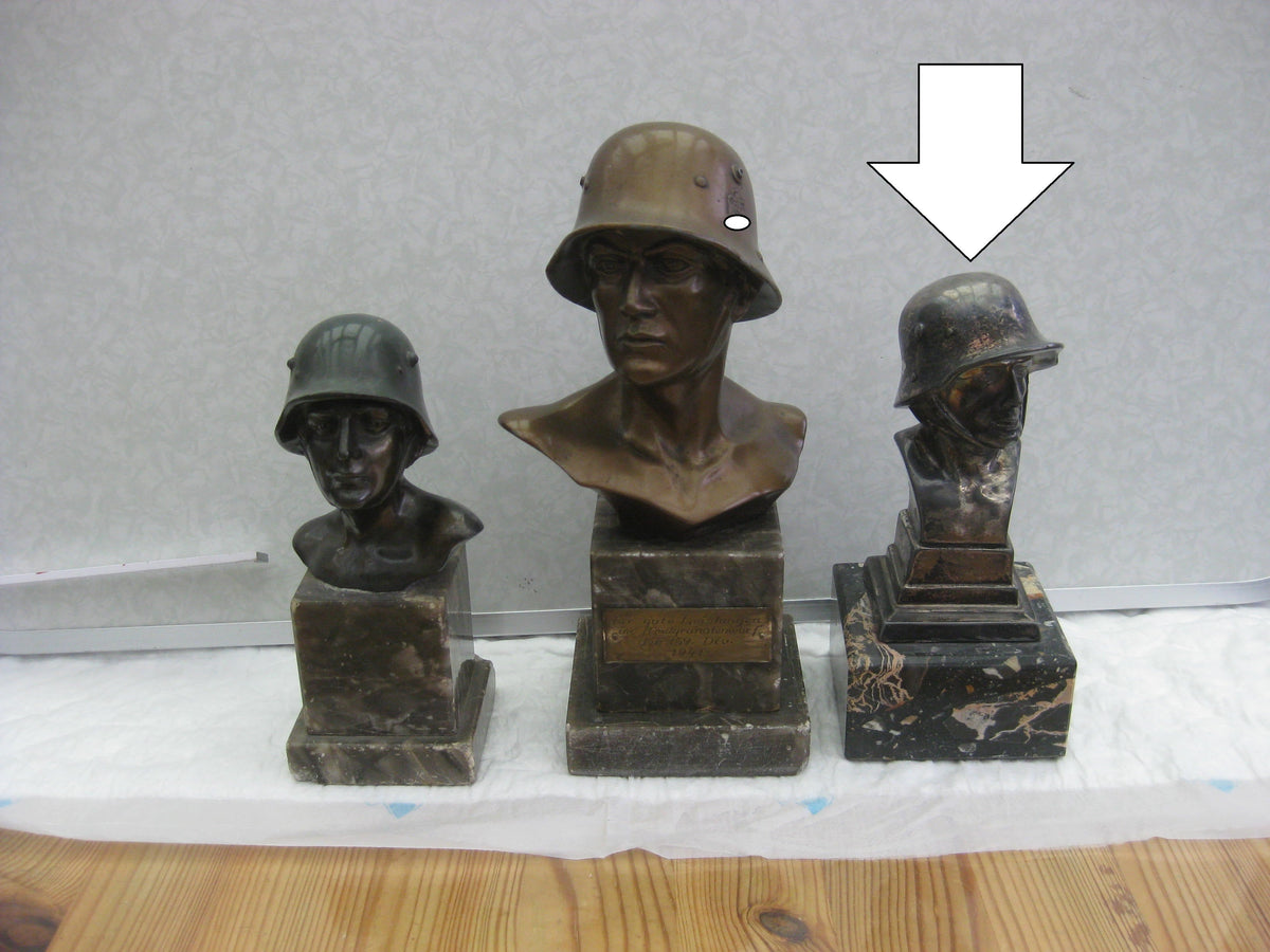 Erinnerungsstück Soldatenbüste Wehrmachtssoldat mit Stahlhelm Panzertruppe Sturmartillerie Panzerjäger Sturmgeschützkommandant Alfons B...