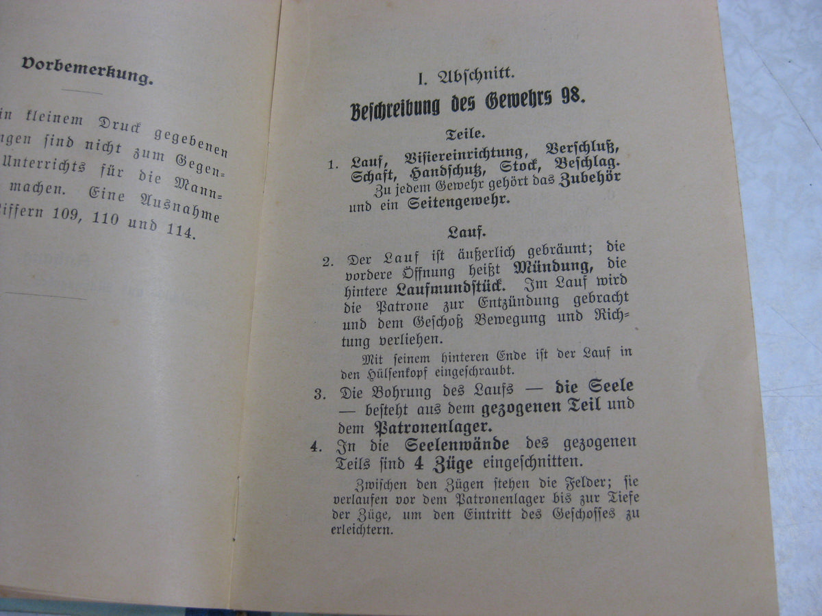 Originalausgabe Dienstvorschrift Gewehr 98 Mittler &amp; Sohn 1912 Heeresdienstvorschrift SELTEN !!