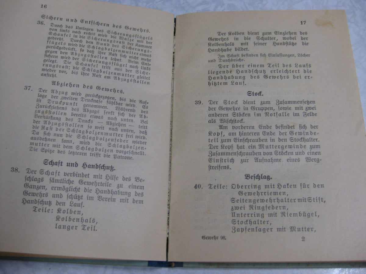Originalausgabe Dienstvorschrift Gewehr 98 Mittler &amp; Sohn 1912 Heeresdienstvorschrift SELTEN !!