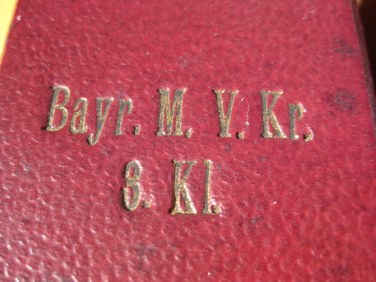 BAYERN Königreich bayrisches Militärverdienstkreuz 3.Klasse mit Schwertern (MVK) 1866-1918 in Verleihungsschachtel