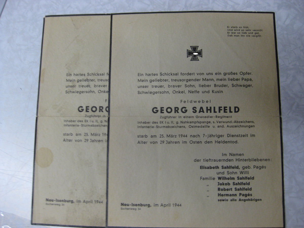 Nachlass Dokumente Verleihungsurkunden Besitzzeugnis Ostfront / Russland