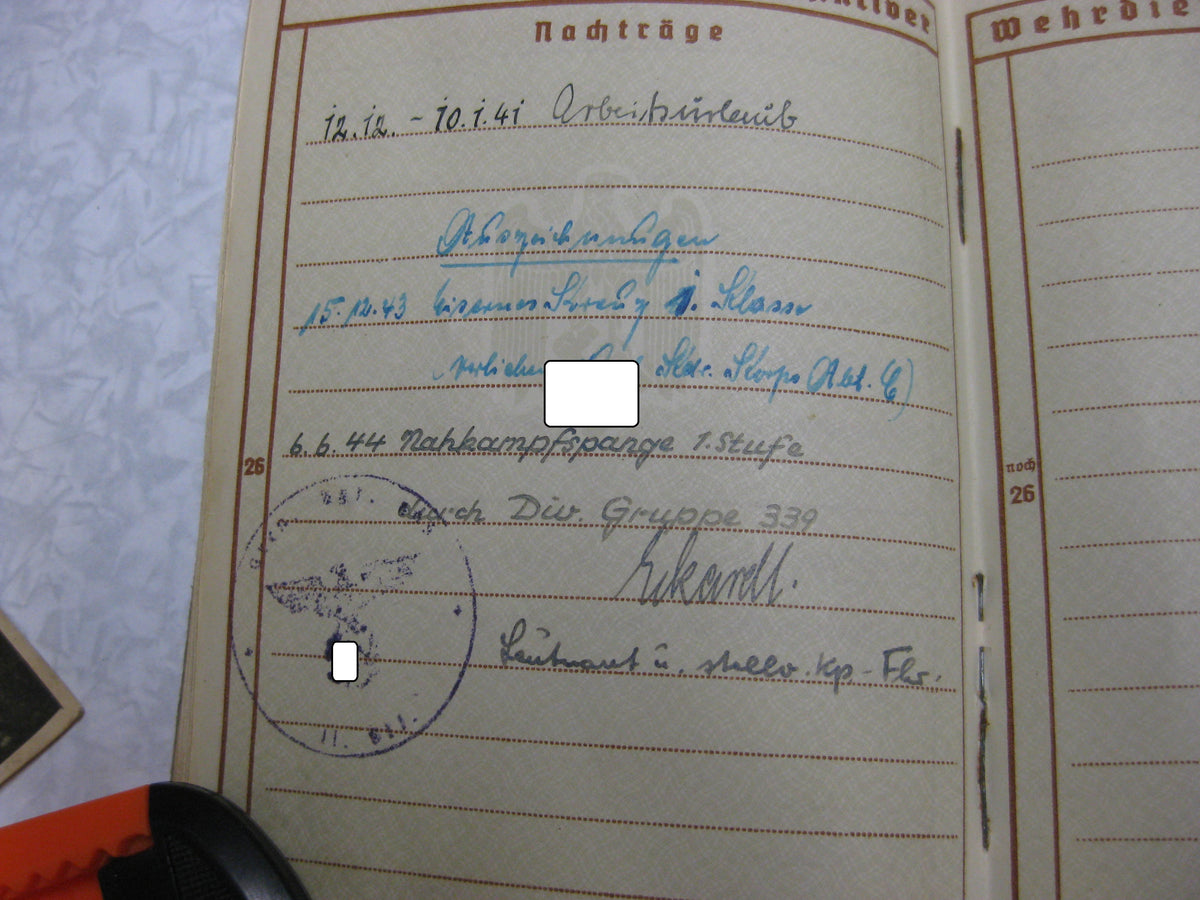 Nachlass Dokumente Verleihungsurkunden Besitzzeugnis Ostfront / Russland