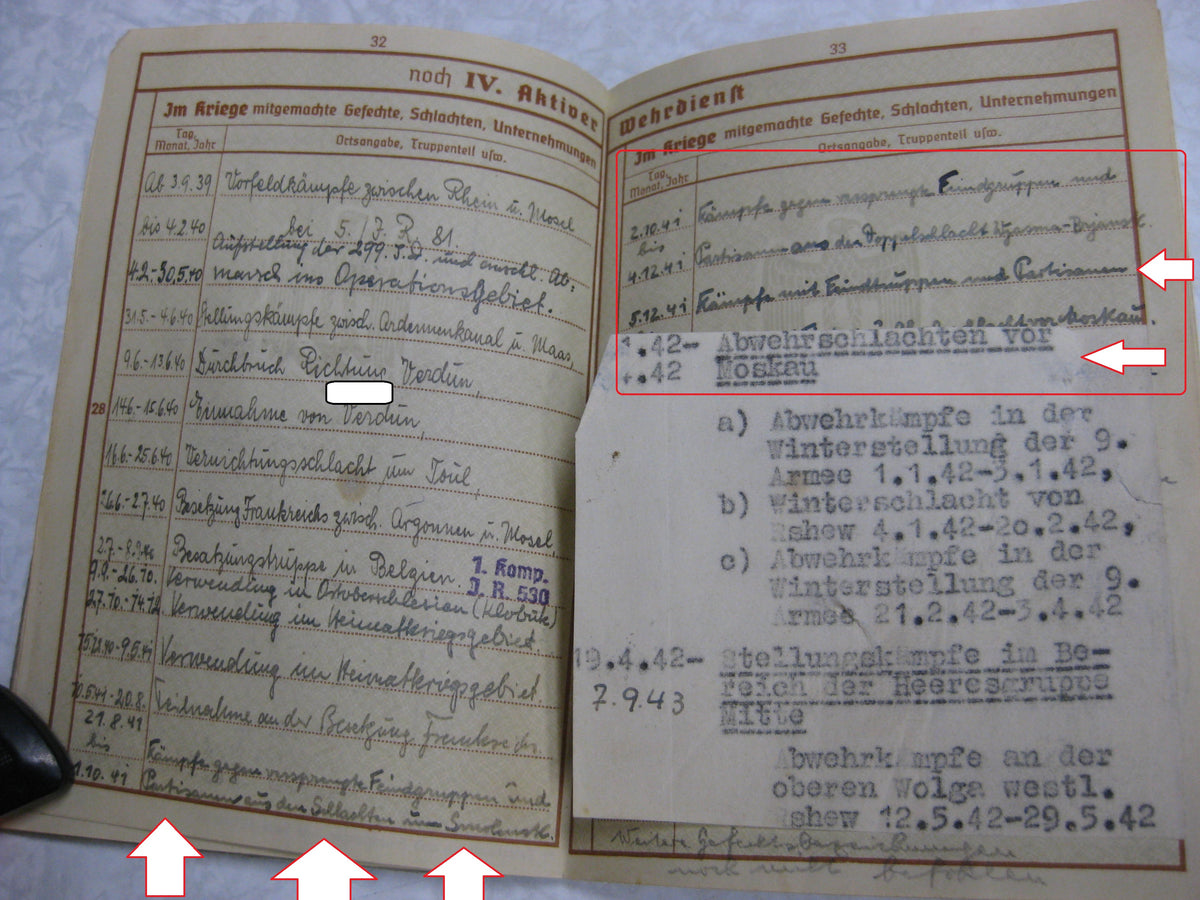 Nachlass Dokumente Verleihungsurkunden Besitzzeugnis Ostfront / Russland