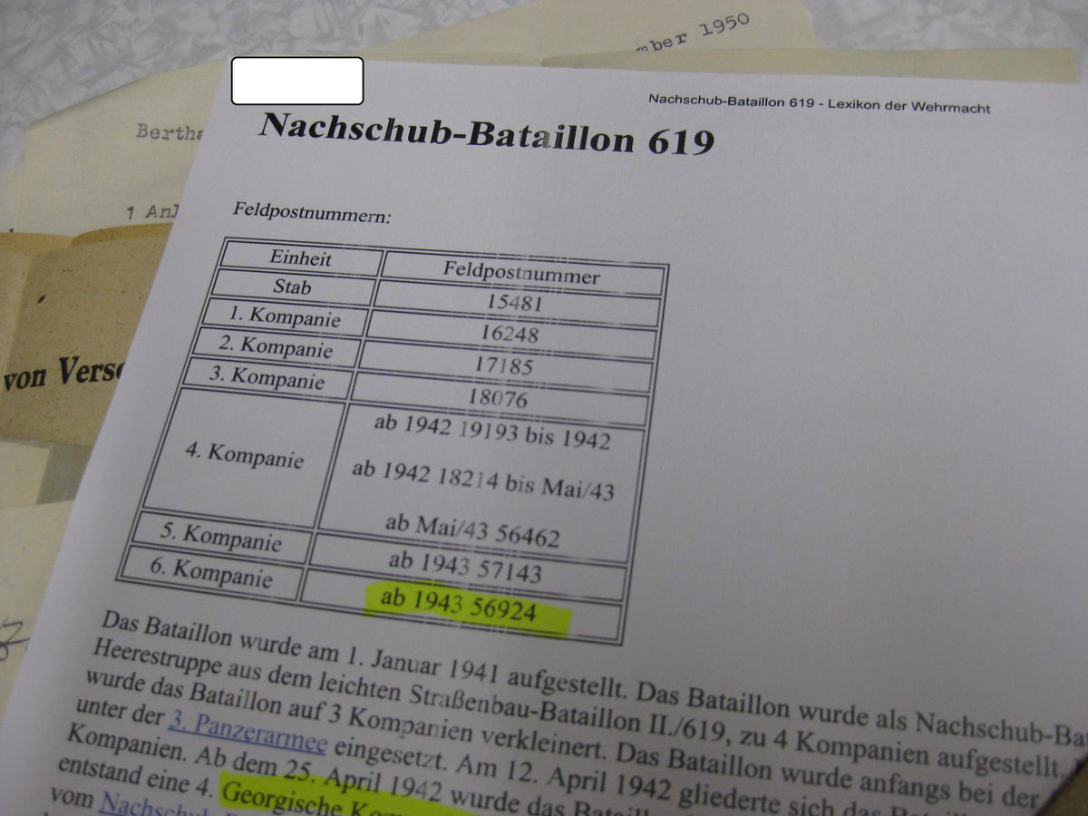 Nachlass Dokumente Feldpost Hauptmann Nachschub Bataillon 619 Westfront Frankreich &amp; Ostfront / Russland