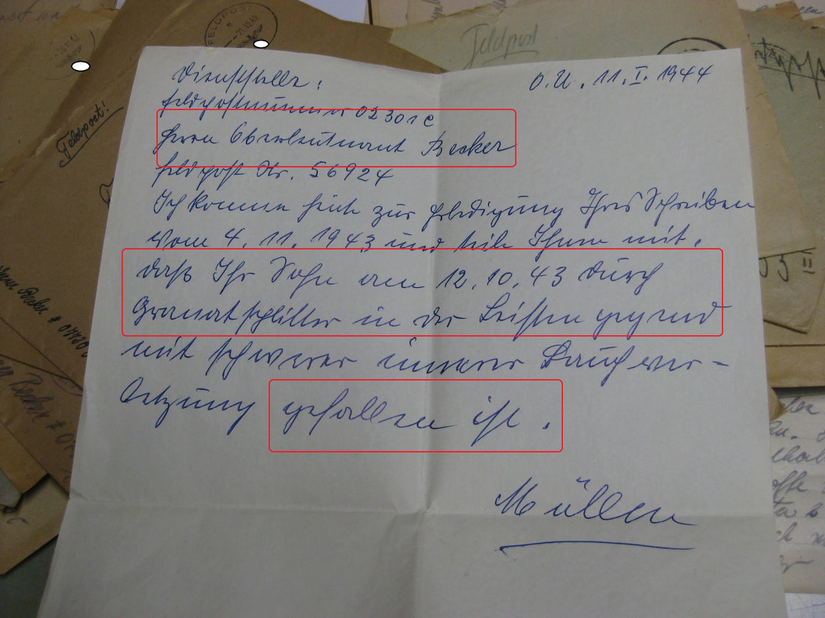 Nachlass Dokumente Feldpost Soldat Frankreich Westfront im Raum BOLOGNE