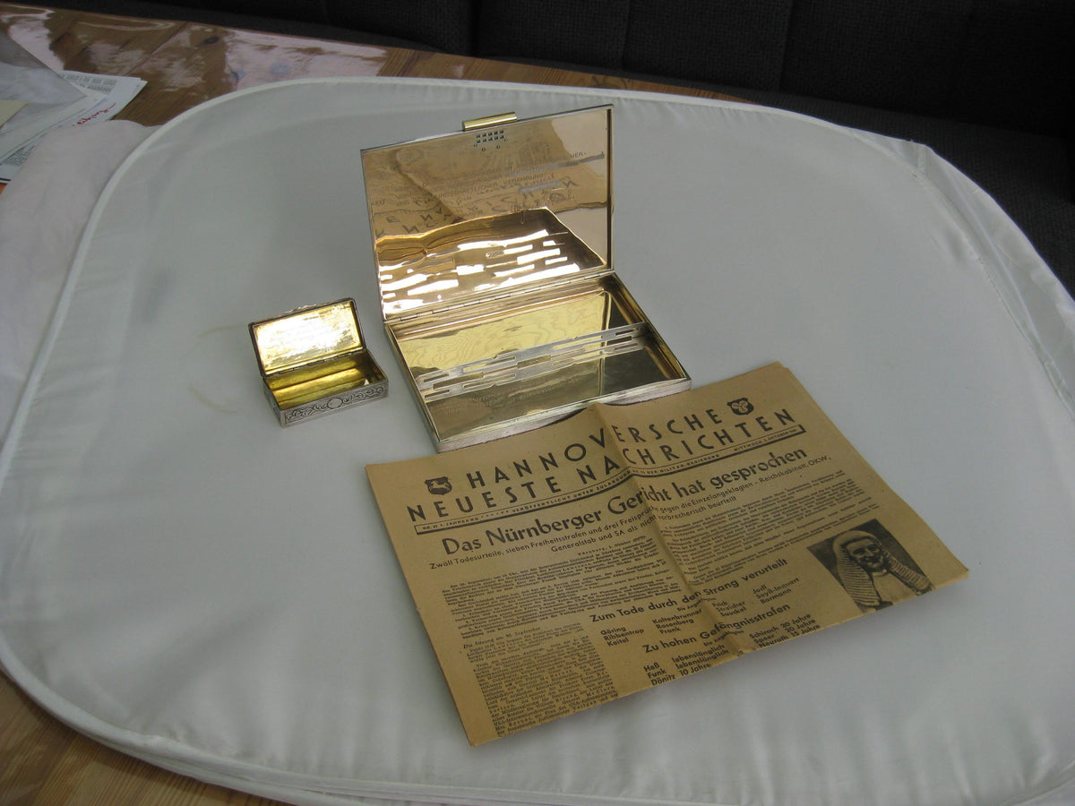 Ehrengeschenke Dr. HANS FRANK hingerichtet Nürnberger Prozess 1946 / 2 Silberdosen