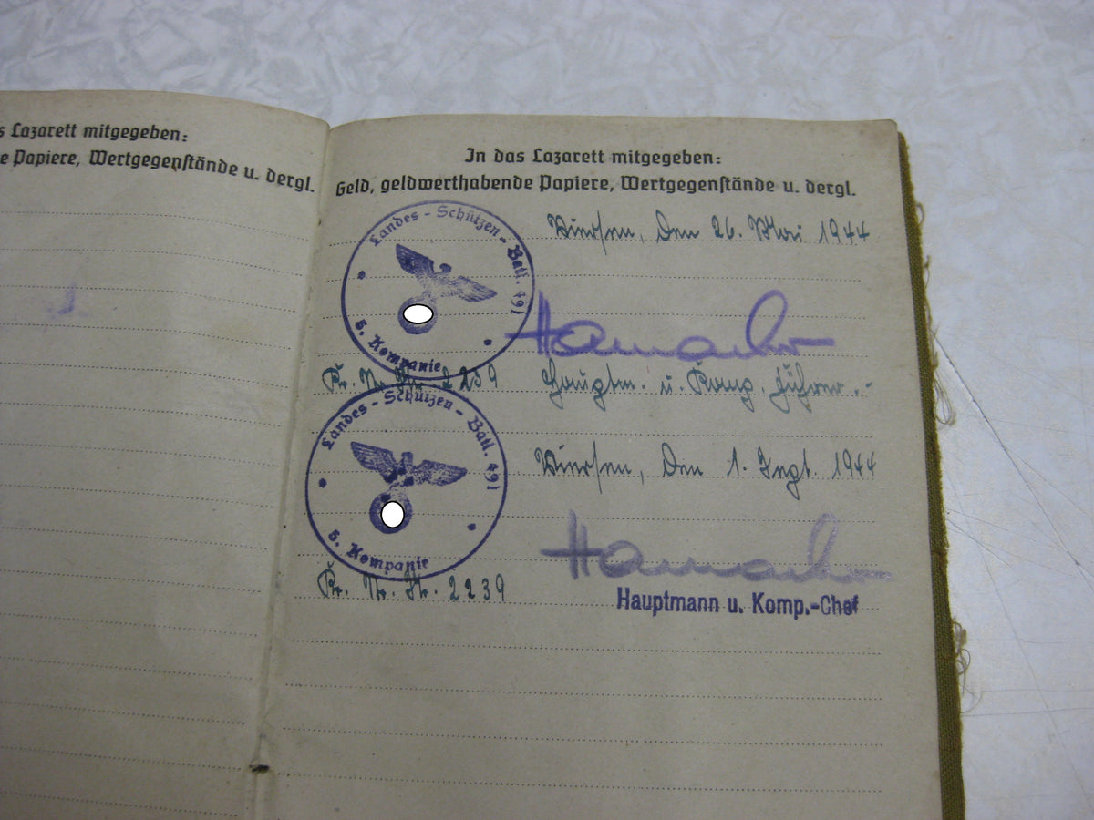 Soldbuch Wehrmacht Heer Landesschützen Bataillon