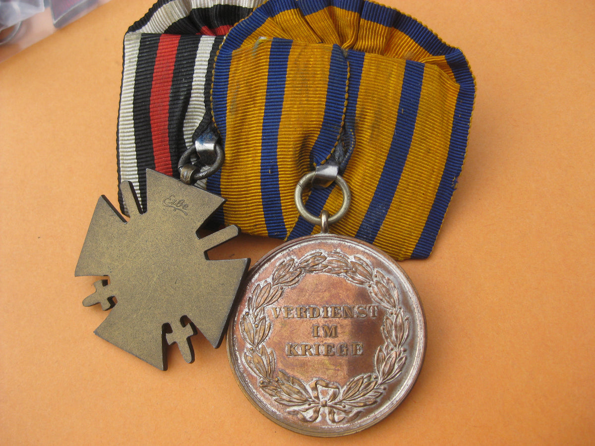 2er Ordensspange silberne Medaille Verdienst im Kriege Schwarzburg-Sondershausen späte Verleihung