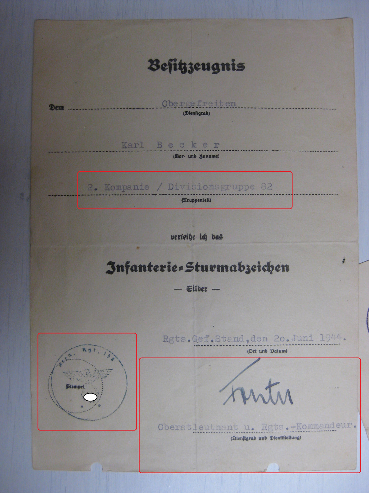 Besitzzeugnis Verleihungsurkunden Eisernes Kreuz Sturmabzeichen Kriegsverdienstkreuz etc etc !! Ostfront