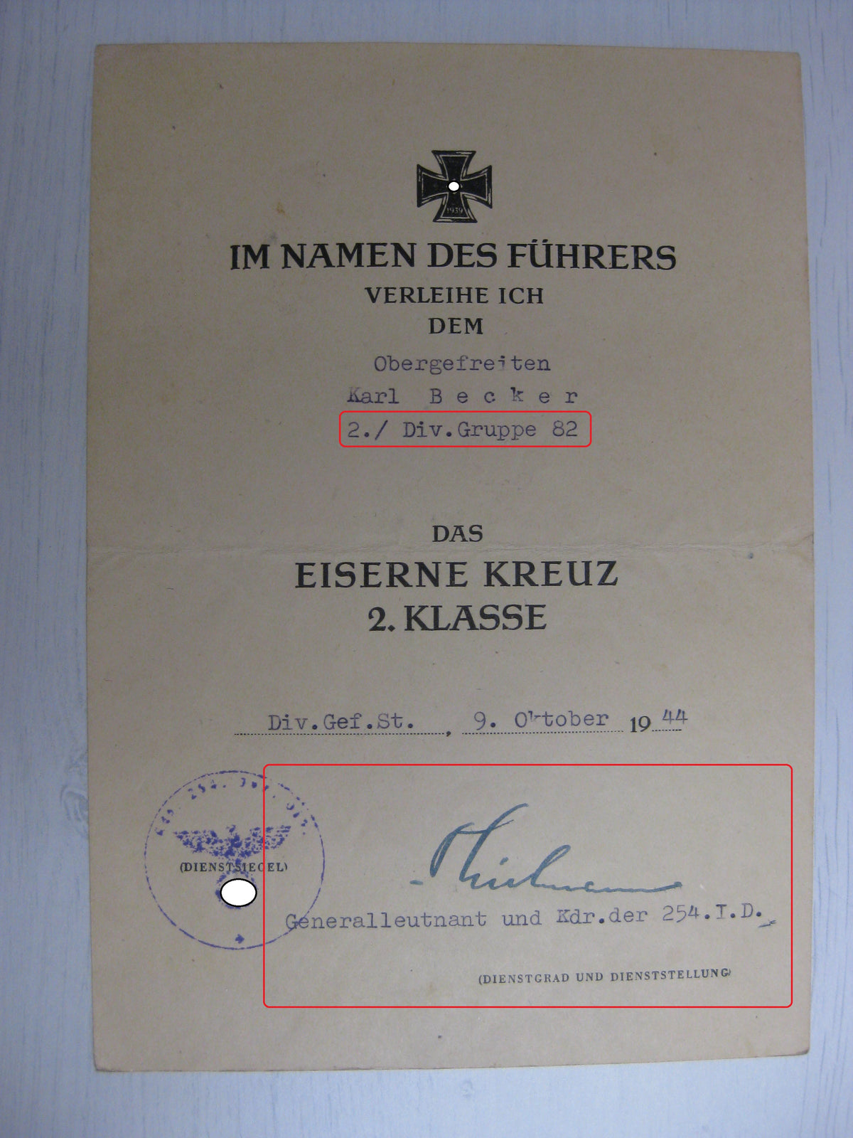 Besitzzeugnis Verleihungsurkunden Eisernes Kreuz Sturmabzeichen Kriegsverdienstkreuz etc etc !! Ostfront