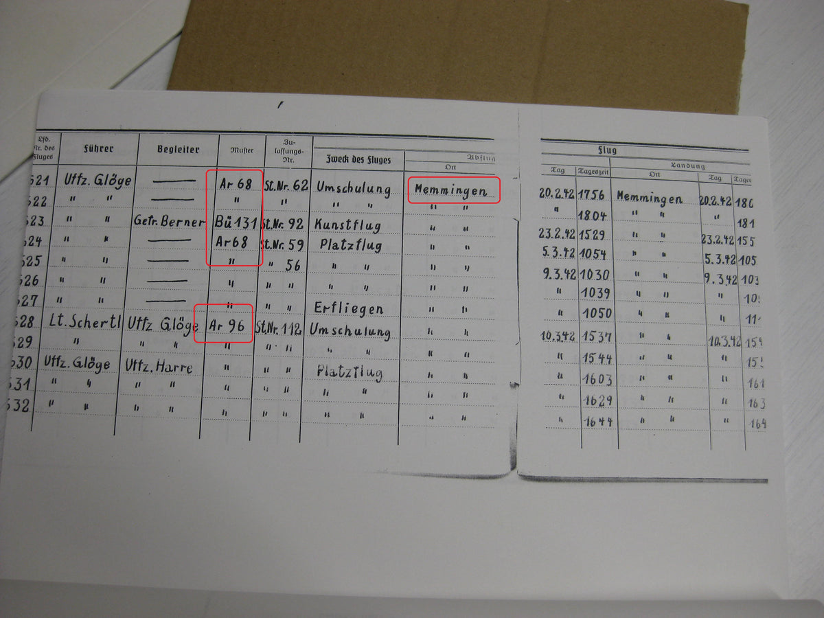 Kopie Flugbuch Luftwaffe Träger goldene Frontflugspange 974 Flüge mit 163 (!!) eingetragenen Feindflügen