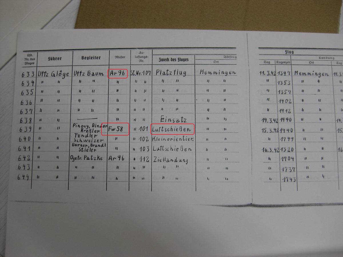 Kopie Flugbuch Luftwaffe Träger goldene Frontflugspange 974 Flüge mit 163 (!!) eingetragenen Feindflügen