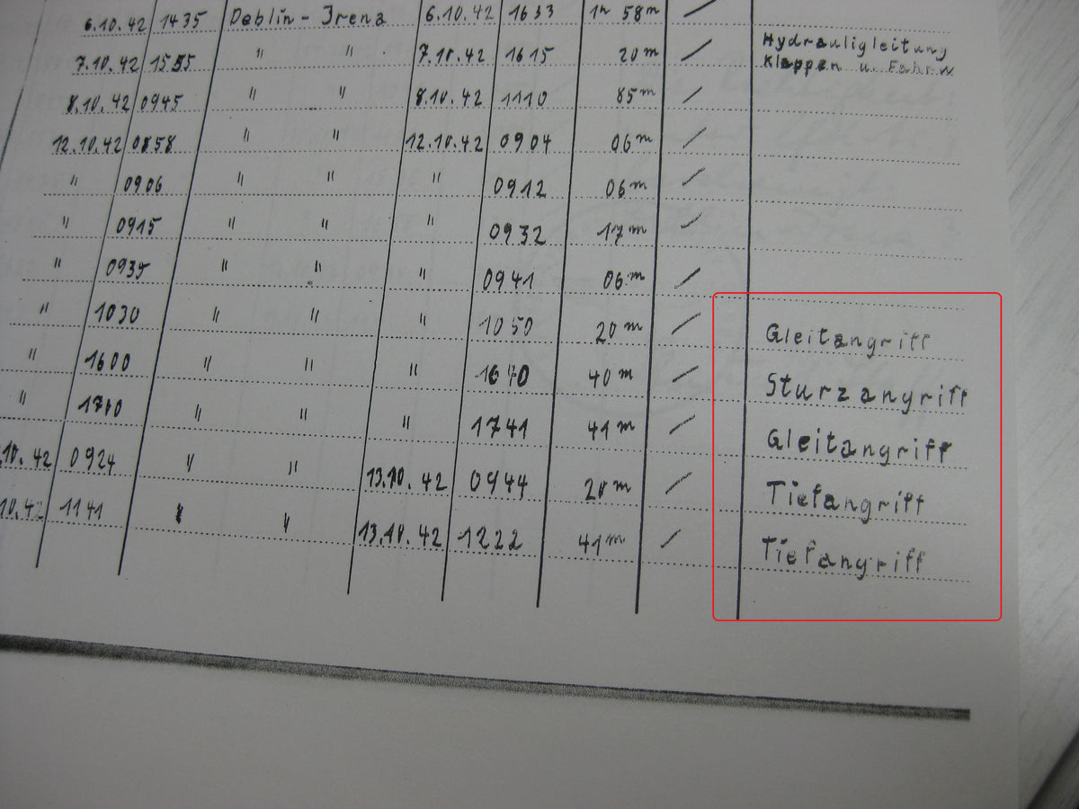 Kopie Flugbuch Luftwaffe Träger goldene Frontflugspange 974 Flüge mit 163 (!!) eingetragenen Feindflügen
