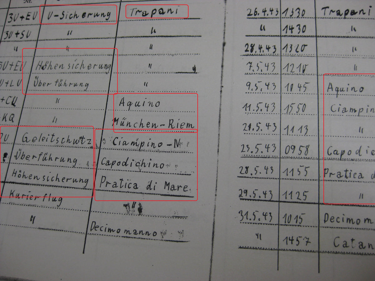 Kopie Flugbuch Luftwaffe Träger goldene Frontflugspange 974 Flüge mit 163 (!!) eingetragenen Feindflügen