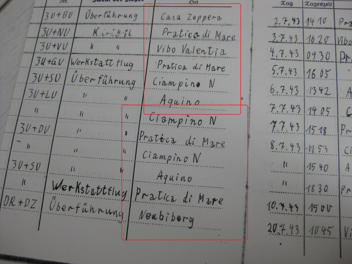 Kopie Flugbuch Luftwaffe Träger goldene Frontflugspange 974 Flüge mit 163 (!!) eingetragenen Feindflügen