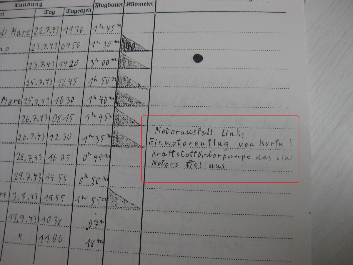 Kopie Flugbuch Luftwaffe Träger goldene Frontflugspange 974 Flüge mit 163 (!!) eingetragenen Feindflügen