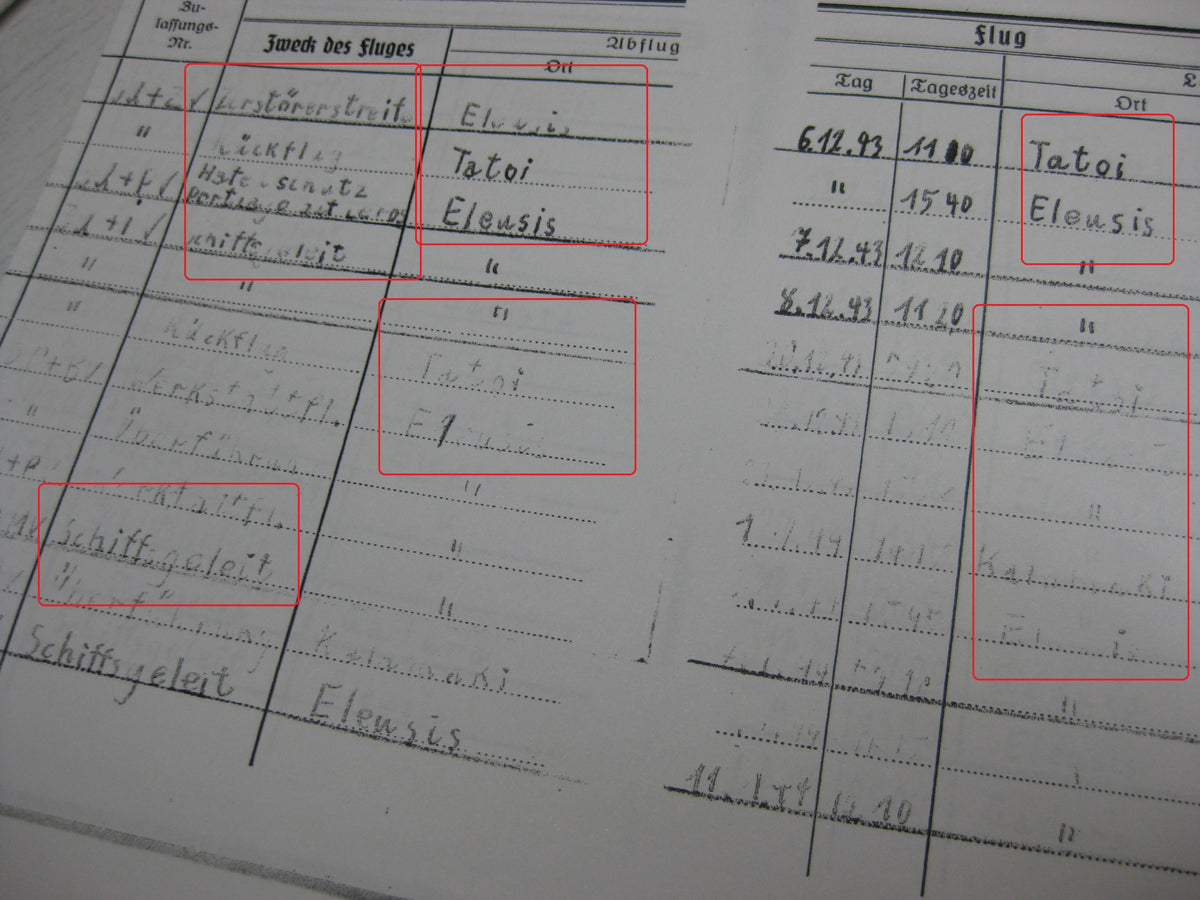 Kopie Flugbuch Luftwaffe Träger goldene Frontflugspange 974 Flüge mit 163 (!!) eingetragenen Feindflügen