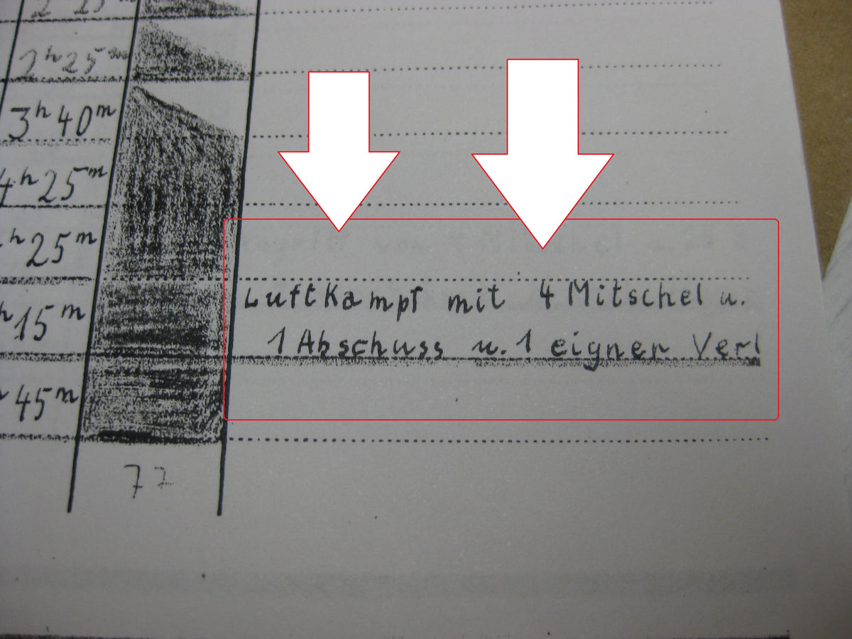 Kopie Flugbuch Luftwaffe Träger goldene Frontflugspange 974 Flüge mit 163 (!!) eingetragenen Feindflügen