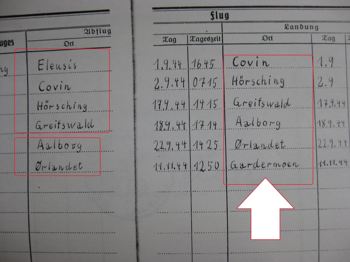 Kopie Flugbuch Luftwaffe Träger goldene Frontflugspange 974 Flüge mit 163 (!!) eingetragenen Feindflügen