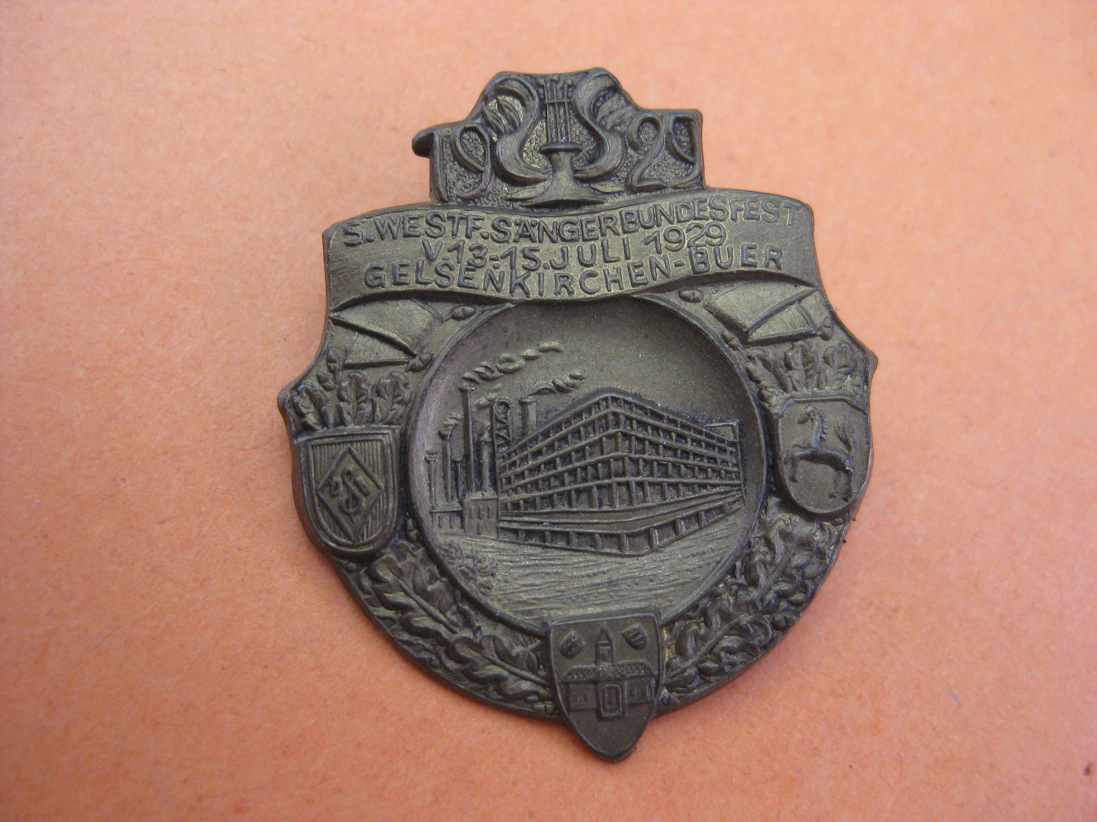 Abzeichen Sängerbundesfest in Gelsenkirchen - Buer 1929 DSB