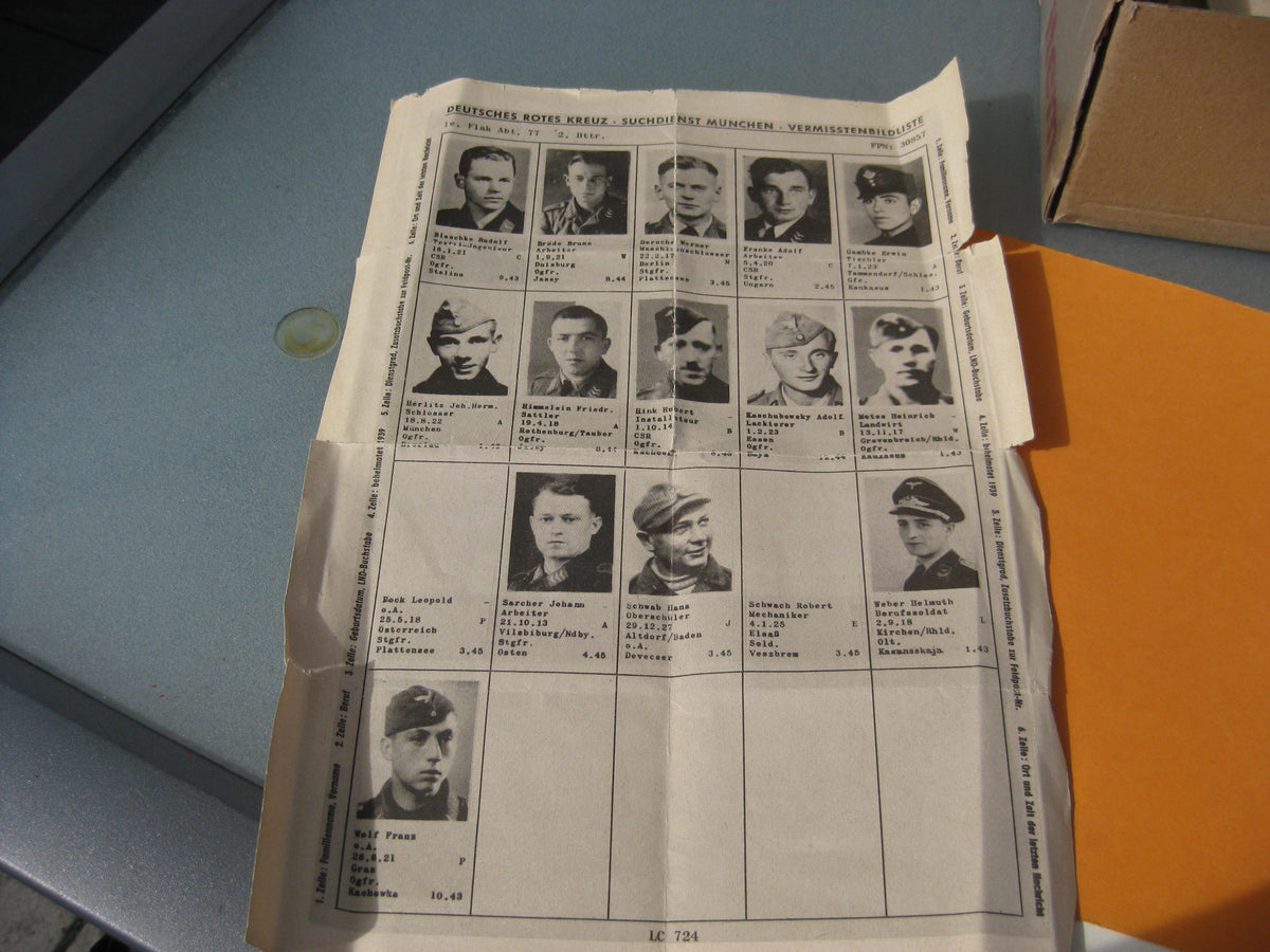 Extrem Seltenes Suchdienst Rotes Kreuz Vermissten Trägerfoto Flakartillerie Stalingrad