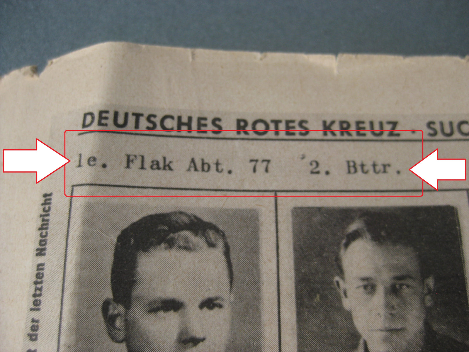 Extrem Seltenes Suchdienst Rotes Kreuz Vermissten Trägerfoto Flakartillerie Stalingrad