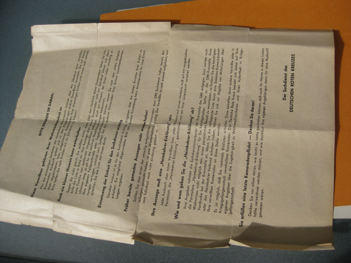 Extrem Seltenes Suchdienst Rotes Kreuz Vermissten Trägerfoto Flakartillerie Stalingrad