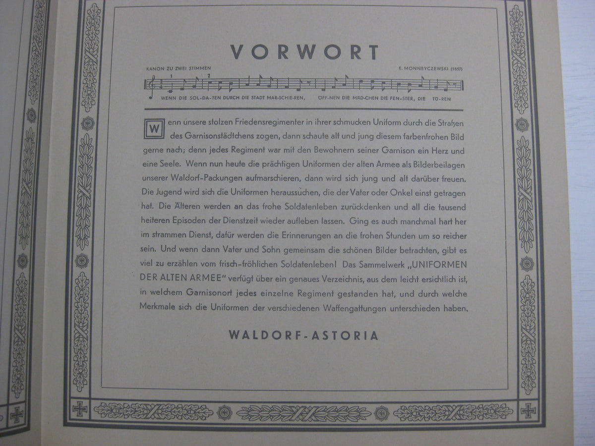 Sammelbilderalbum Waldorf-Astoria UNIFORMEN der alten Armee