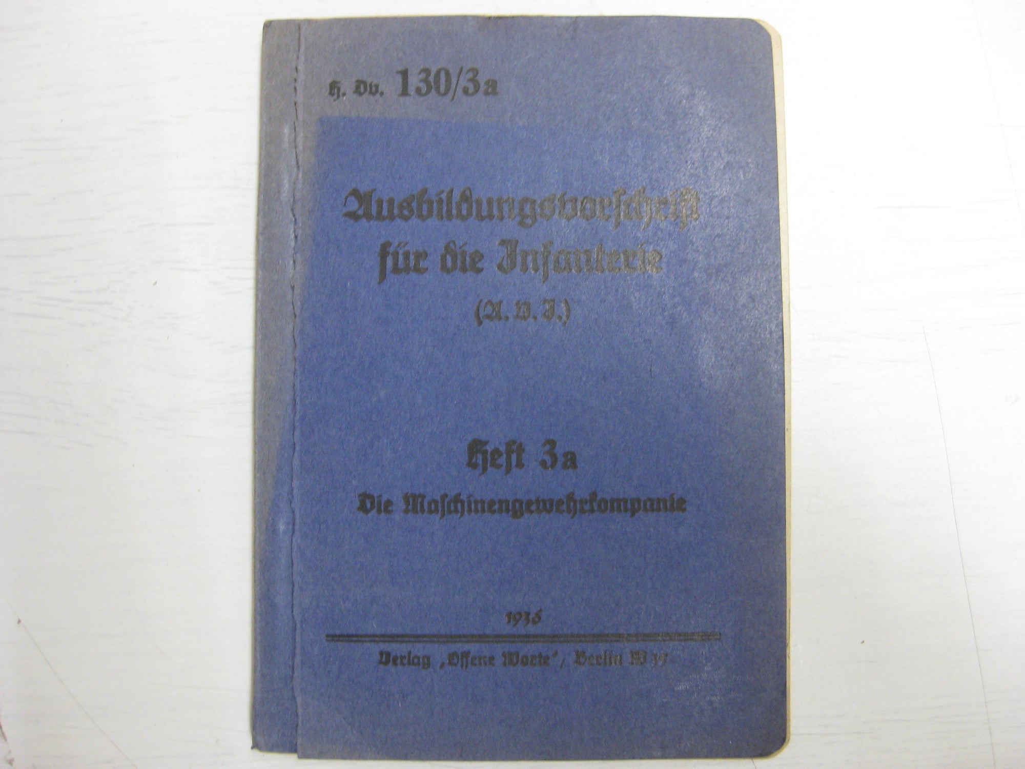 Originalausgabe Heft / Buch Ausbildungsvorschrift für die Infanterie 1936