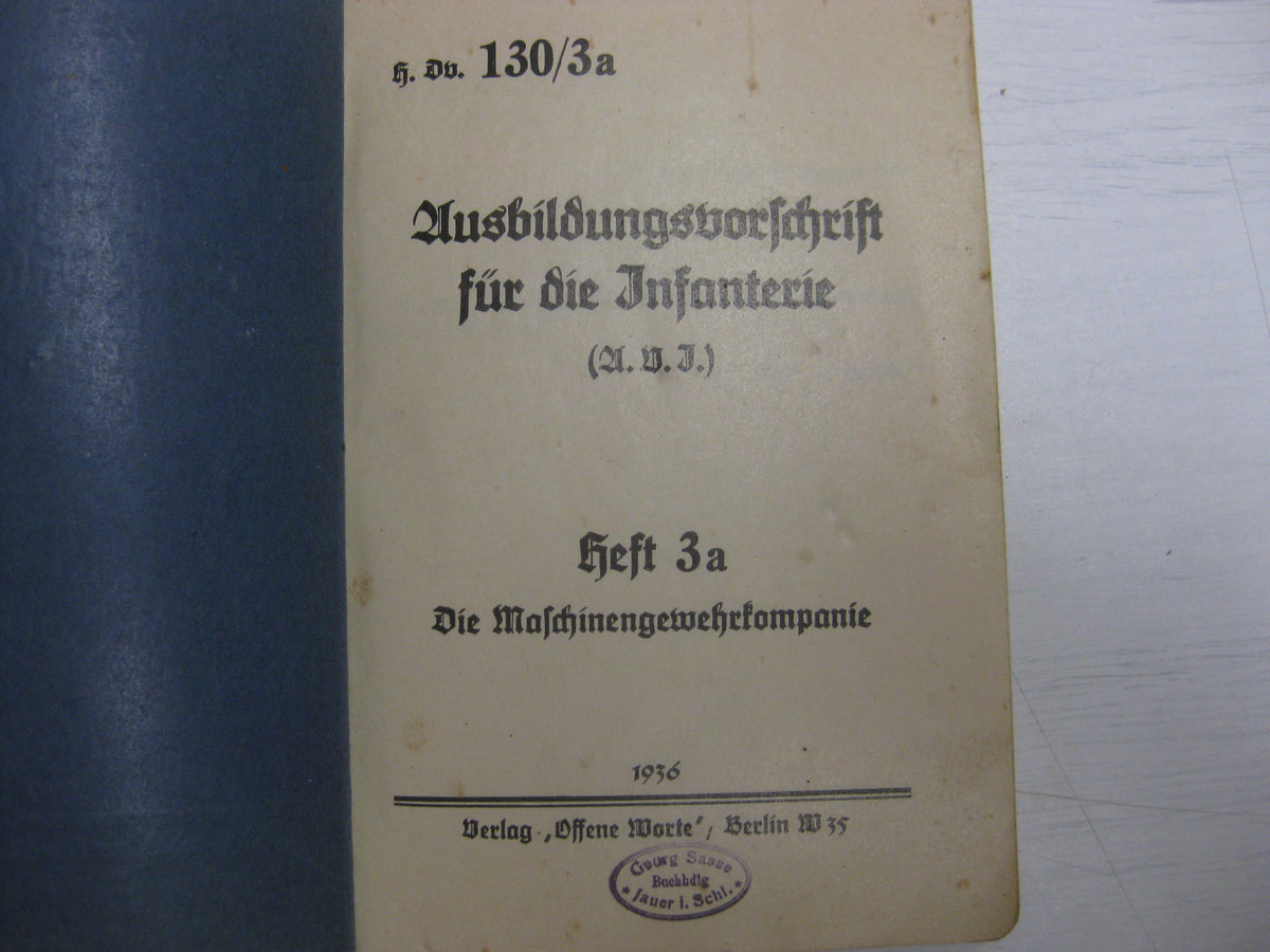 Originalausgabe Heft / Buch Ausbildungsvorschrift für die Infanterie 1936