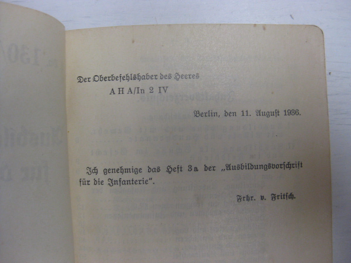 Originalausgabe Heft / Buch Ausbildungsvorschrift für die Infanterie 1936