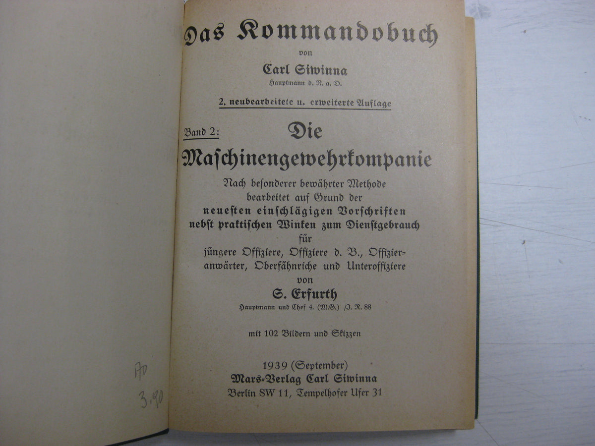 Originalausgabe Heft / Buch Das Kommandobuch September 1939